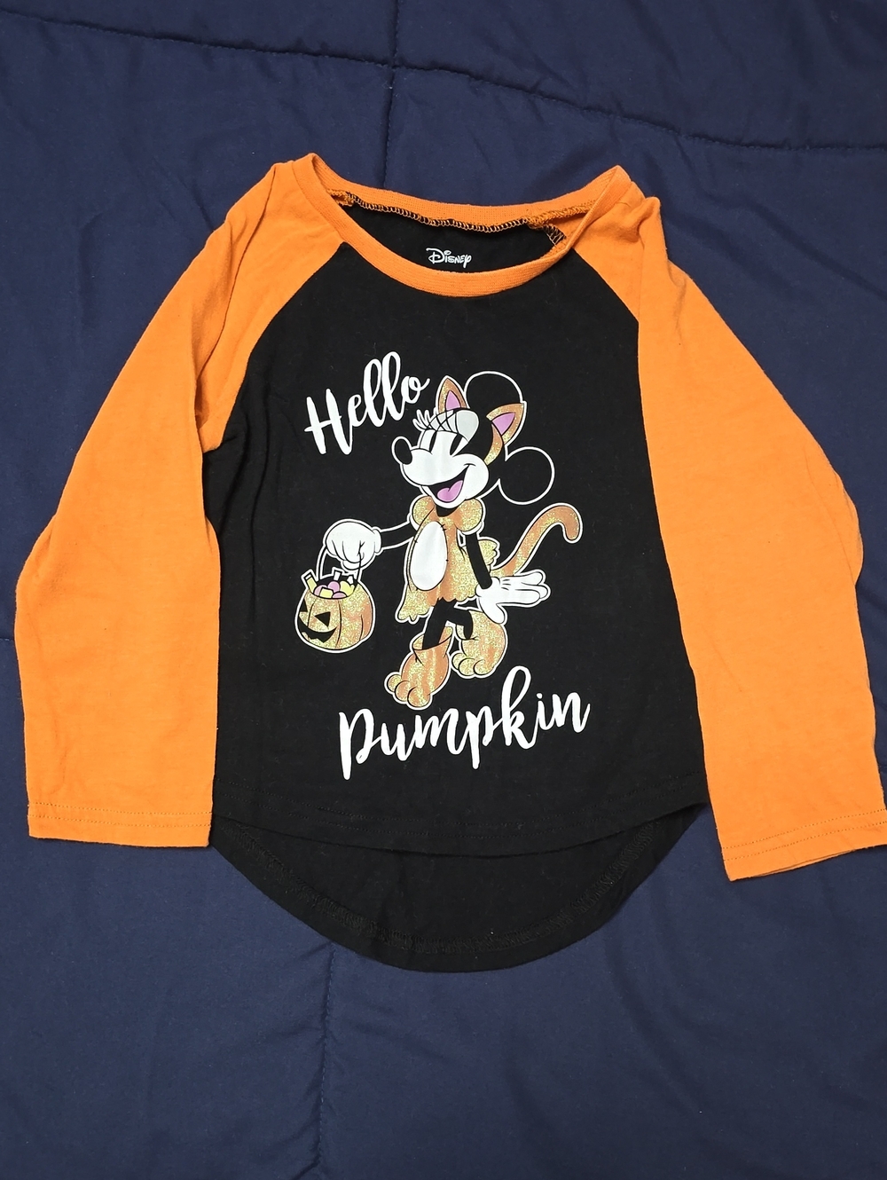 Disney Black & Orange Minnie Mouse "Hello Pumpkin" Long Sleeve Tee 3T